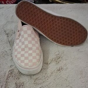 Vans Womens Pink Checkered Slip-On Sneakers